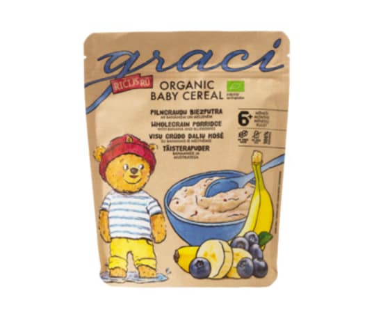 GRACI Organic Täisterapuder banaani-mustika 140 g